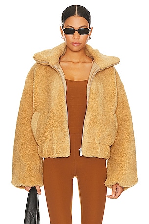 Beyond Yoga Brave The Elements Sherpa Bomber in Butterscotch