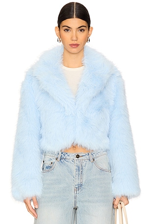 Paris Cropped Faux Fur Jacket In Ice Water Free People