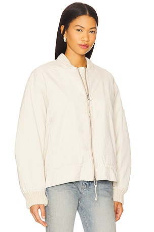 Free People x We The Free Jax Washed Bomber In Almond Flour in Cream