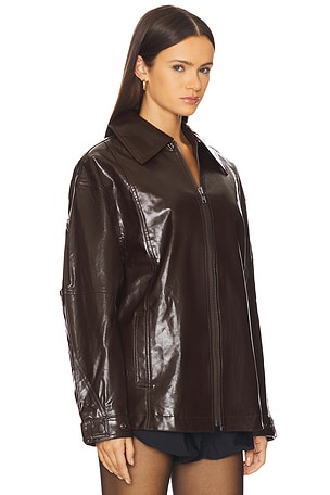 Free People Sloane Faux Leather Jacket in Chocolate. Size XS. Also