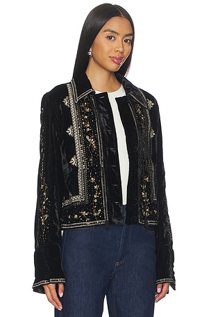 Free People Maxxie Embellished Velvet Jacket in Black. Size XS. Also