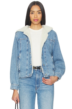 x We The Free Asher Cozy Denim Jacket In Snowdrift Wash Free People