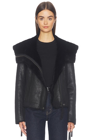 x We The Free Fourline Shearling Aviator Jacket Free People