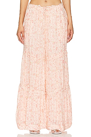 Emmaline Tiered Pull On Pant In Peach Combo Free People