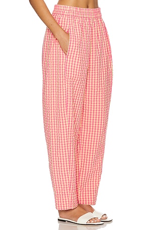 Free People Preppy Poplin Gingham Pants in Coral