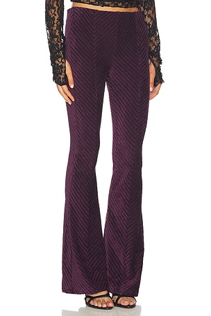 Free People Penny Pull On Velvet Pant in Purple