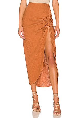 Natural Cerine Ruched Skirt Free People