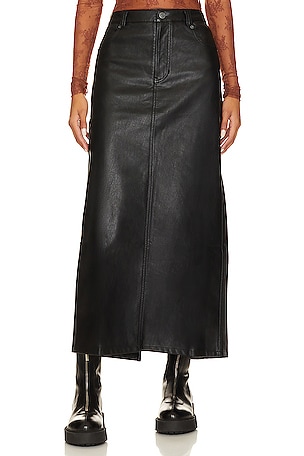 x We The Free City Slicker Faux Leather Maxi Skirt In Black Free People