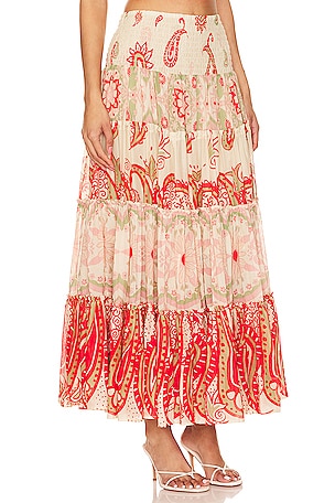 Free People Super Thrills Maxi Skirt in Red