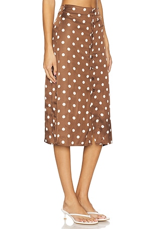 Free People Analise Printed Midi Skirt in Brown