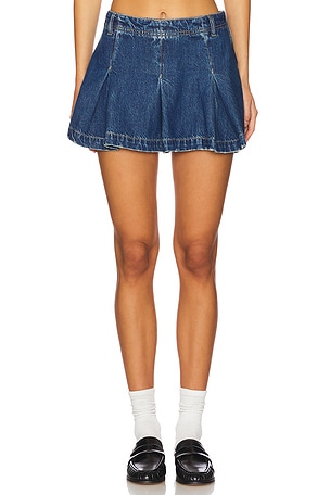 Madison Ave Denim Mini Skirt Free People