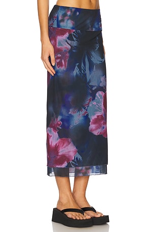 Free People Sunset Mesh Maxi Skirt in Blue