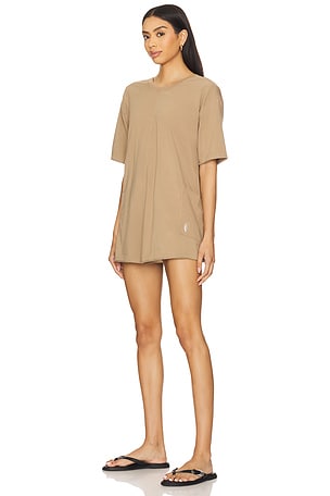 Free People x FP Movement Hot Shot Tee Romper Coddy in Tan