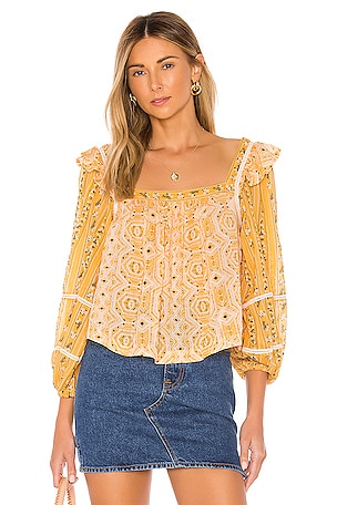 free people yellow blouse