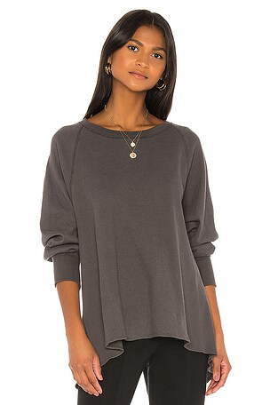 Free People Grey Thermal Free People Oversized Gray Raw Hem Long