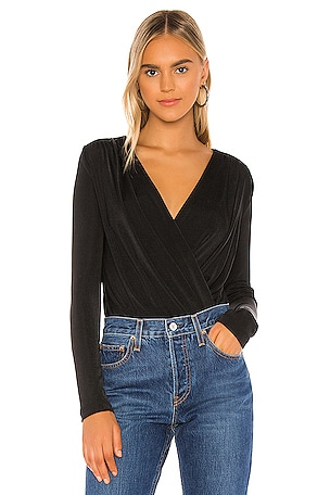 Ribbed Henley Bodysuit in Black - Grace and Lace