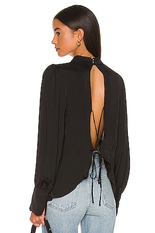 Free People Fiona good Backless Long Sleeve Top Black X-Small