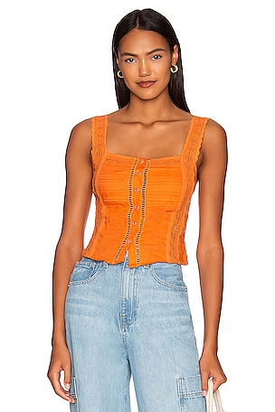 Free People Maggie Lace Tank in Super Tropical | REVOLVE