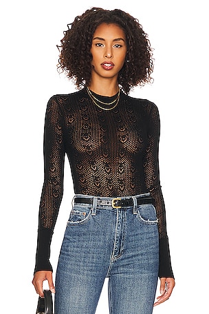 Rozie Corsets Lace Long Sleeve Bustier Top in Black