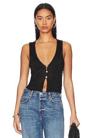 Sally Cable Knit Tank in Black