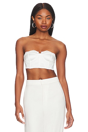 superdown Lilly Lace Bustier Top in White