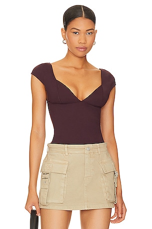 Free People power play lace bust camisole in chocolate, ASOS