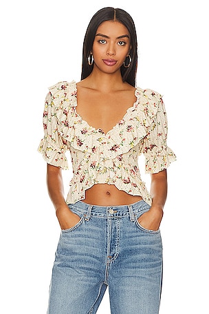 BCBGeneration Knot Front Top in Flying Butterflies | REVOLVE