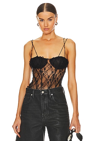 CAMI NYC The Anne Lace Bodysuit in Black