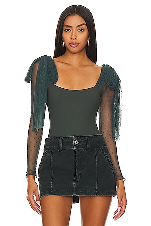 x Intimately FP Tongue Tied Bodysuit In Green GablesFree People$68