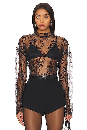 Long Sleeve Lace Bustier Top