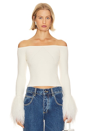 Susana Monaco Ruched Off The Shoulder Top In Blanched Almond