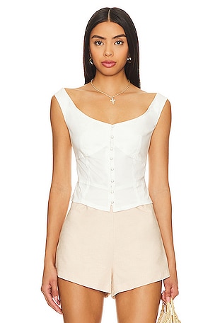 Sally Solid Corset Top In Bright White Free People