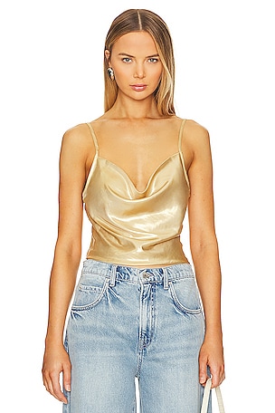 x Intimately FP Sunset Shimmer Woven Cami In Gold Free People