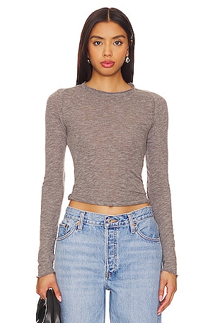 Be My Baby Long Sleeve In Heather Grey Free People