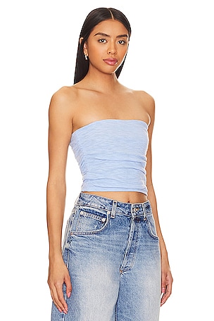 Free People Boulevard Tube Top In Blue Vista in Baby Blue
