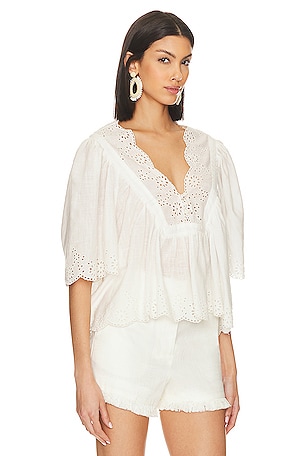 Free People Costa Eyelet Top in White