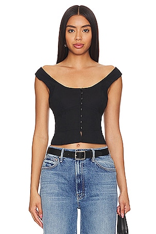 Sally Solid Corset Top In Black Free People