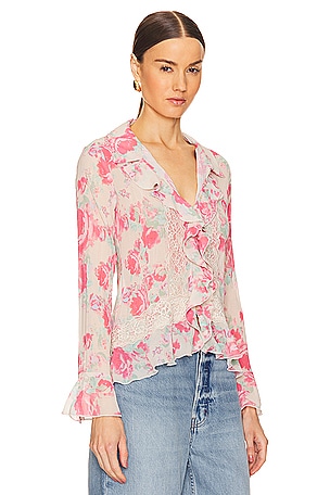 Free People Bad At Love Printed Blouse In Ivory Combo in Cream