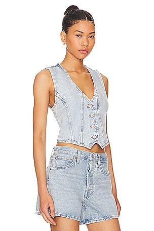 Free People Tate Denim Vest in Denim-Light