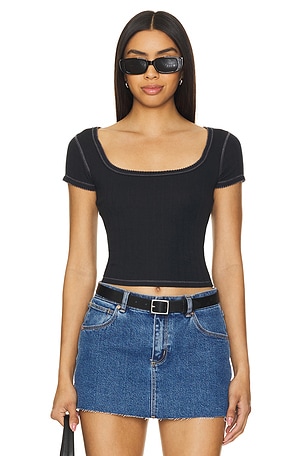 X Intimately FP End Game Pointelle Baby Tee In Black Free People