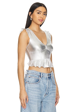 Free People x REVOLVE Xia Tank in Metallic Silver