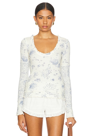 x We The Free Clover Printed Thermal Top Free People