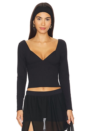 x Intimately FP Duo Corset Long Sleeve Cami In Black Free People