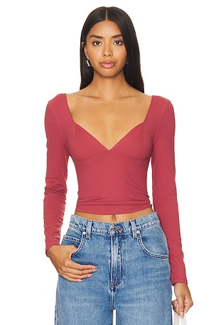 x Intimately FP Duo Corset Long Sleeve Cami In Earth RedFree People$58