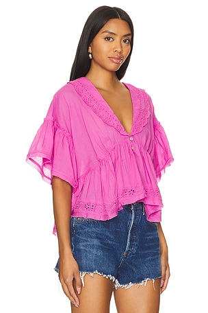 Free People Bella Cutwork Top in Pink