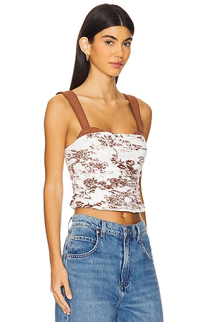 Free People Printed 2 Tone Tank in Brown