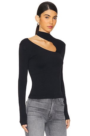 Free People x Intimately FP Cut It Out Seamless Long Sleeve Top In Black in Black