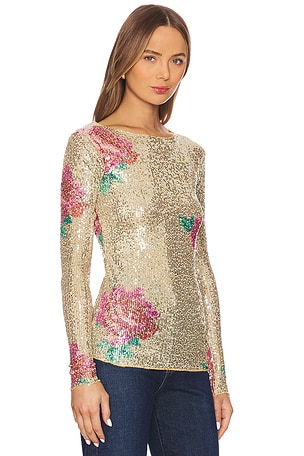 Free People x Intimately FP Printed Gold Rush Long Sleeve in Metallic Gold