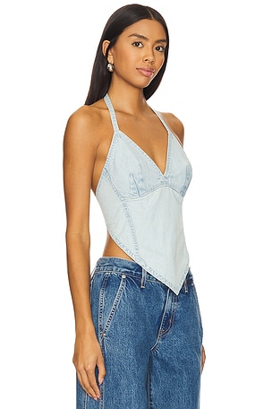 Free People x We The Free x REVOLVE Aurora Denim Halter in Blue