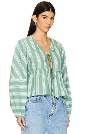 Free People Brunch Babe Blouse in Green